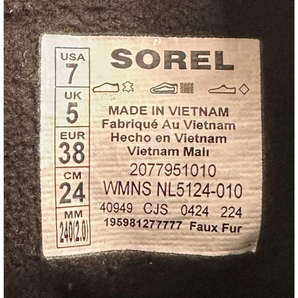 Sorel Explorer III Joan Black Suede Waterproof Lace-Up Boots Womens 7 New $145